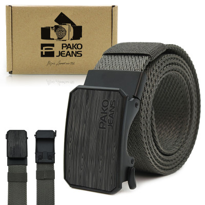 PASEK Męski Parciany do Spodni z Automatyczną Klamrą CANVAS Grafitowy PREMIUM Pako Jeans - Pakojeans.pl