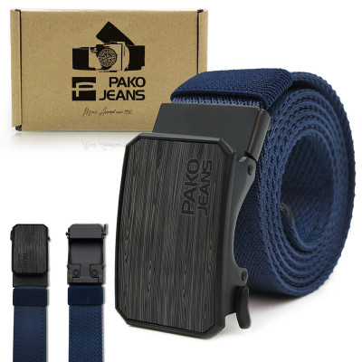 PASEK Męski Parciany do Spodni z Automatyczną Klamrą CANVAS Granatowy PREMIUM Pako Jeans - Pakojeans.pl