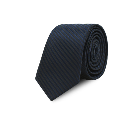 Elegancki KRAWAT Męski WĄSKI w Paski GRANATOWY Śledź M.23 Pako Jeans - Pakojeans.pl