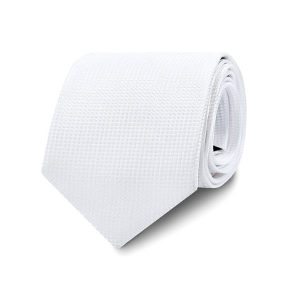 Elegancki KRAWAT Męski Klasyczny BIAŁY Krateczka M.28 Pako Jeans - Pakojeans.pl