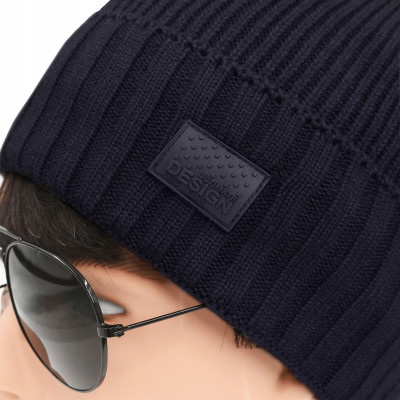 CZAPKA męska ZIMOWA Ciepła na Mrozy Dwuwarstwowa Z.90 GRANATOWA - Pakojeans.pl