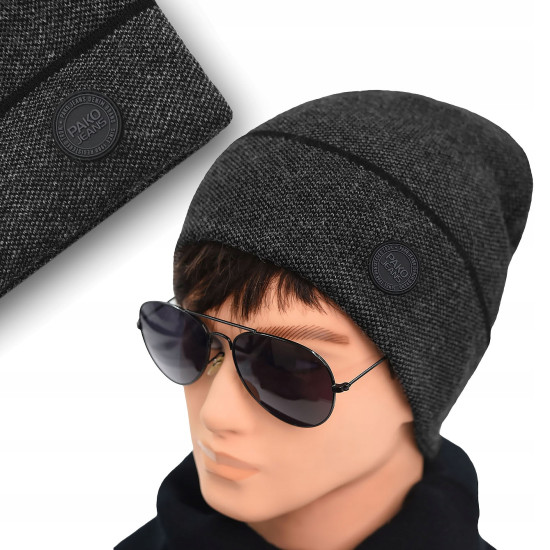 CZAPKA męska ZIMOWA na Mrozy Elastyczna Beanie CZARNA Pako Jeans