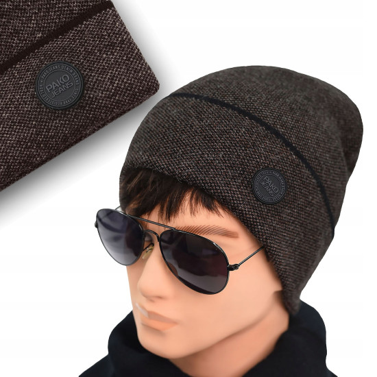 CZAPKA męska ZIMOWA na Mrozy Elastyczna Beanie Z.97 BRĄZOWA - Pakojeans.pl