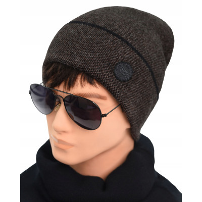 CZAPKA męska ZIMOWA na Mrozy Elastyczna Beanie Z.97 BRĄZOWA - Pakojeans.pl