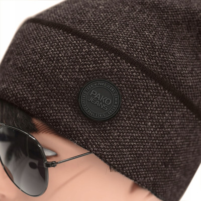 CZAPKA męska ZIMOWA na Mrozy Elastyczna Beanie Z.97 BRĄZOWA - Pakojeans.pl