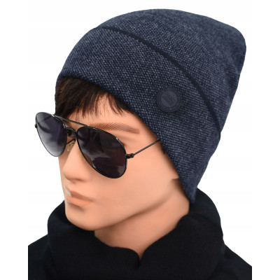 CZAPKA męska ZIMOWA na Mrozy Elastyczna Beanie Z.97 GRANATOWA - Pakojeans.pl