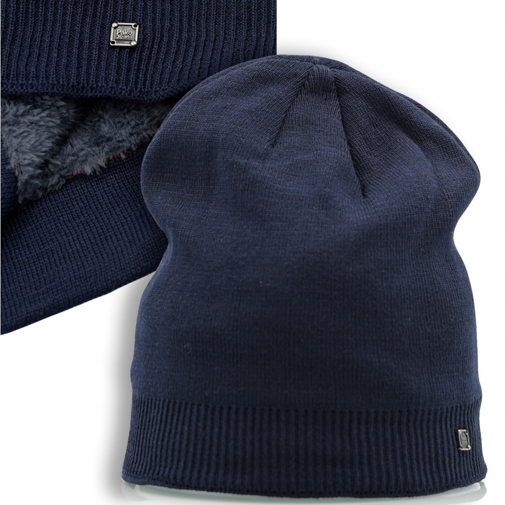 CZAPKA zimowa DZIANINOWA ocieplona miękkim futerkiem na mrozy Z.62 GRANATOWA - Pakojeans.pl CZAPKA zimowa DZIANINOWA ocieplona miękkim futerkiem na mrozy Z.62 GRANATOWA - Pakojeans.pl