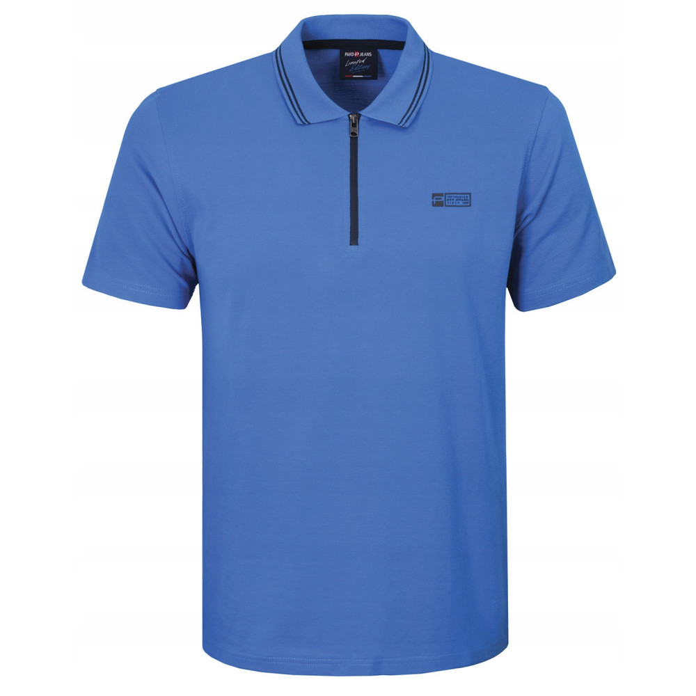 POLO Koszulka Męska z Zamkiem NIEBIESKA Bawełniana KENT Pako Jeans POLO Koszulka Męska z Zamkiem NIEBIESKA Bawełniana KENT Pako Jeans