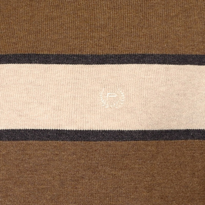 Elegancki SWETER Męski BRĄZOWO-BEŻOWY w PASKI Bawełniany Pako Jeans - Pakojeans.pl