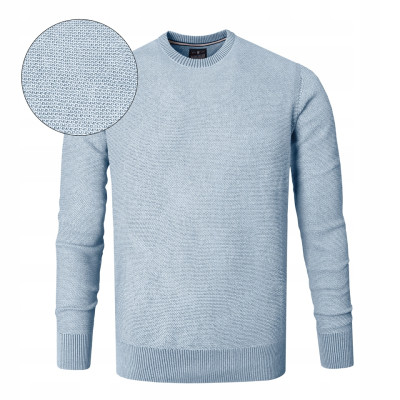 Elegancki SWETER Męski BŁĘKITNY Klasyczny Bawełniany IGNACIO Pako Jeans - Pakojeans.pl