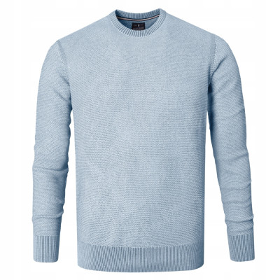 Elegancki SWETER Męski BŁĘKITNY Klasyczny Bawełniany IGNACIO Pako Jeans - Pakojeans.pl