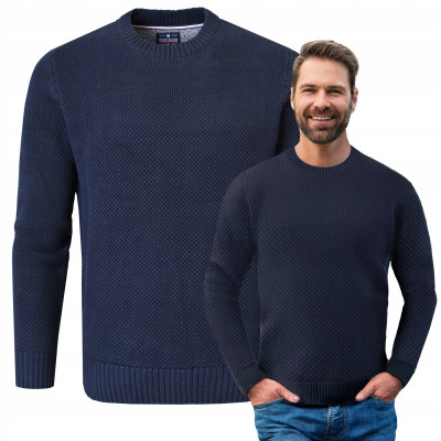 Elegancki SWETER Męski GRANATOWY Bawełniany Premium Ciepły JONE Pako Jeans - Pakojeans.pl