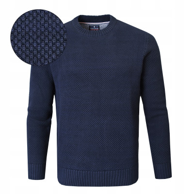 Elegancki SWETER Męski GRANATOWY Bawełniany Premium Ciepły JONE Pako Jeans - Pakojeans.pl