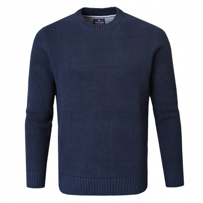 Elegancki SWETER Męski GRANATOWY Bawełniany Premium Ciepły JONE Pako Jeans - Pakojeans.pl