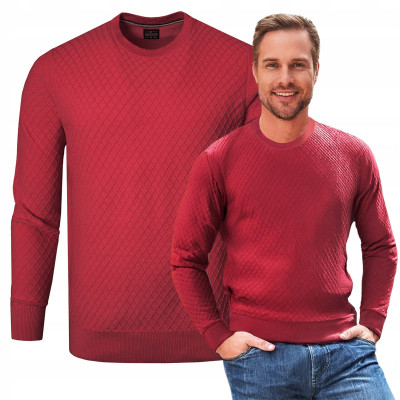 Elegancki SWETER Męski Klasyczny CZERWONY Bawełniany BENDETTI Pako Jeans - Pakojeans.pl