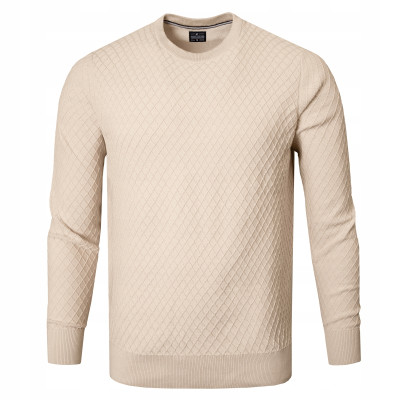 Elegancki SWETER Męski Klasyczny BEŻOWY Bawełniany BENDETTI Pako Jeans - Pakojeans.pl