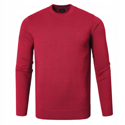 SWETER Męski Klasyczny Jednokolorowy Gładki Basic SANTIAGO CZERWONY Pako Jeans - Pakojeans.pl