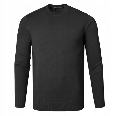 SWETER Męski Klasyczny Jednokolorowy Gładki Basic SANTIAGO CZARNY Pako Jeans - Pakojeans.pl