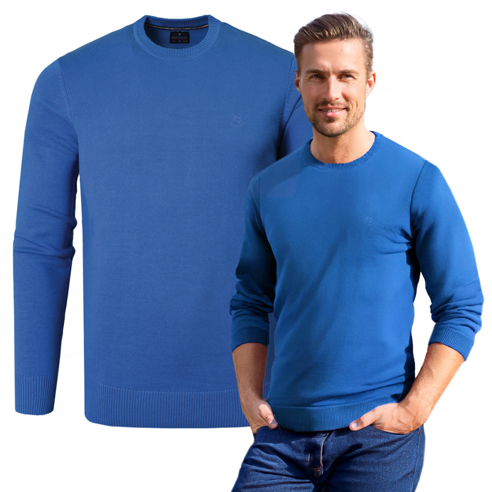 SWETER Męski Klasyczny Jednokolorowy Gładki Basic SANTIAGO NIEBIESKI Pako Jeans - Pakojeans.pl SWETER Męski Klasyczny Jednokolorowy Gładki Basic SANTIAGO NIEBIESKI Pako Jeans - Pakojeans.pl