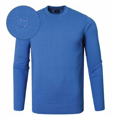 SWETER Męski Klasyczny Jednokolorowy Gładki Basic SANTIAGO NIEBIESKI Pako Jeans - Pakojeans.pl
