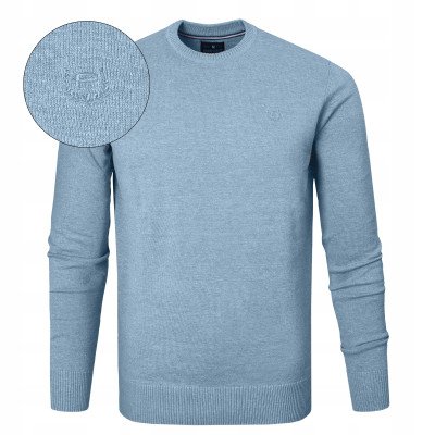 SWETER Męski Klasyczny Jednokolorowy Gładki Basic SANTIAGO JEANSOWY Melanż Pako Jeans - Pakojeans.pl