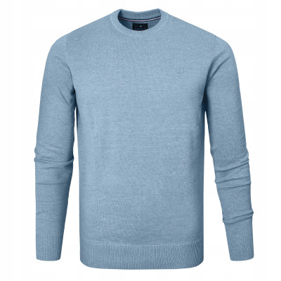 SWETER Męski Klasyczny Jednokolorowy Gładki Basic SANTIAGO JEANSOWY Melanż Pako Jeans - Pakojeans.pl