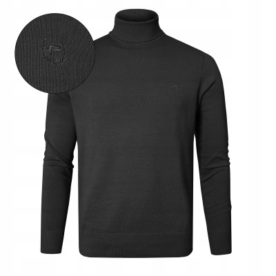 Klasyczny GOLF Sweter Męski Elegancki Bawełniany GUSTAVO CZARNY Pako Jeans - Pakojeans.pl