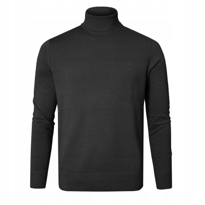 Klasyczny GOLF Sweter Męski Elegancki Bawełniany GUSTAVO CZARNY Pako Jeans - Pakojeans.pl