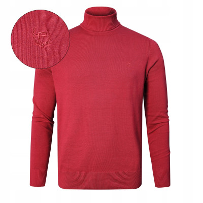 Klasyczny GOLF Sweter Męski Elegancki Bawełniany GUSTAVO CZERWONY Pako Jeans - Pakojeans.pl