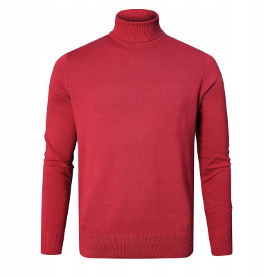 Klasyczny GOLF Sweter Męski Elegancki Bawełniany GUSTAVO CZERWONY Pako Jeans - Pakojeans.pl