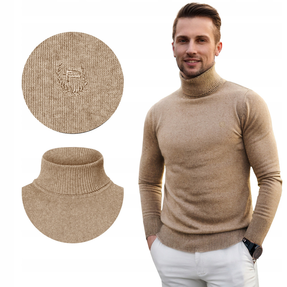 Klasyczny GOLF Sweter Męski Elegancki Bawełniany GUSTAVO BEŻOWY Melanż Pako Jeans - Pakojeans.pl Klasyczny GOLF Sweter Męski Elegancki Bawełniany GUSTAVO BEŻOWY Melanż Pako Jeans - Pakojeans.pl