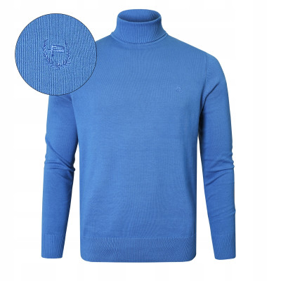 Klasyczny GOLF Sweter Męski Elegancki Bawełniany GUSTAVO NIEBIESKI Pako Jeans - Pakojeans.pl