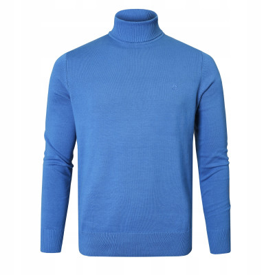 Klasyczny GOLF Sweter Męski Elegancki Bawełniany GUSTAVO NIEBIESKI Pako Jeans - Pakojeans.pl