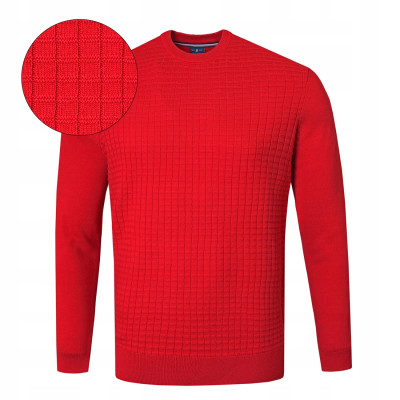 Elegancki SWETER Męski Klasyczny LICE CZERWONY Bawełniany Pako Jeans - Pakojeans.pl