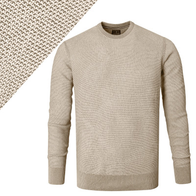 Elegancki SWETER Męski BEŻOWY Klasyczny Bawełniany IGNACIO Pako Jeans - Pakojeans.pl