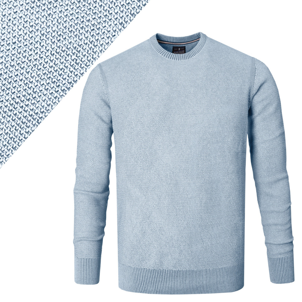 Elegancki SWETER Męski BŁĘKITNY Klasyczny Bawełniany IGNACIO Pako Jeans - Pakojeans.pl
