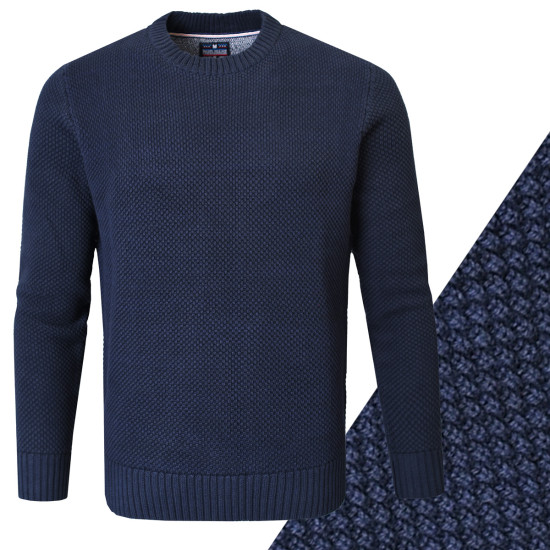 Elegancki SWETER Męski GRANATOWY Bawełniany Premium Ciepły JONE Pako Jeans - Pakojeans.pl