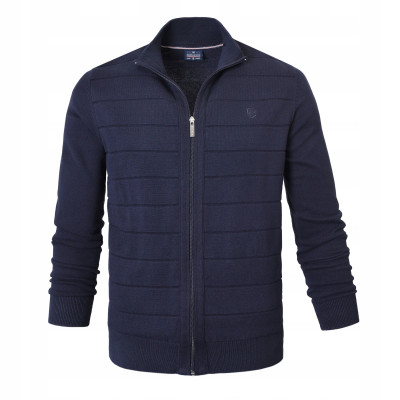 SWETER Męski ROZPINANY Kardigan na Zamek OTTA GRANATOWY Bawełniany Pako Jeans - Pakojeans.pl