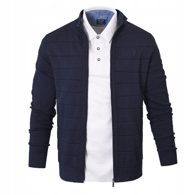 SWETER Męski ROZPINANY Kardigan na Zamek OTTA GRANATOWY Bawełniany Pako Jeans - Pakojeans.pl