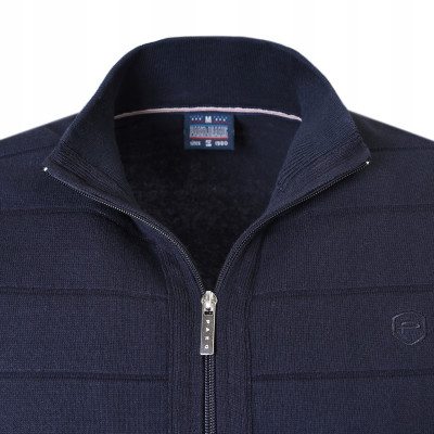 SWETER Męski ROZPINANY Kardigan na Zamek OTTA GRANATOWY Bawełniany Pako Jeans - Pakojeans.pl