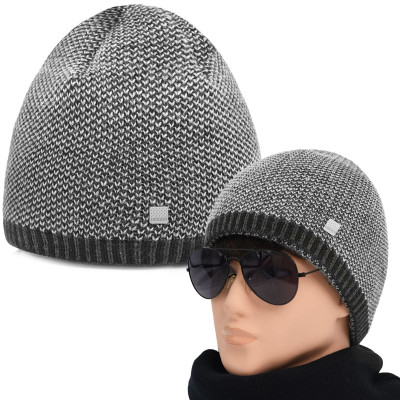 CZAPKA męska ZIMOWA Dwuwarstwowa Ciepła na Mrozy SZARA Produkt Polski - Pakojeans.pl