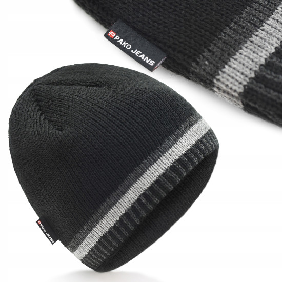 CZAPKA Męska ZIMOWA Ciepła na Mrozy CZARNA Produkt Polski Pako Jeans