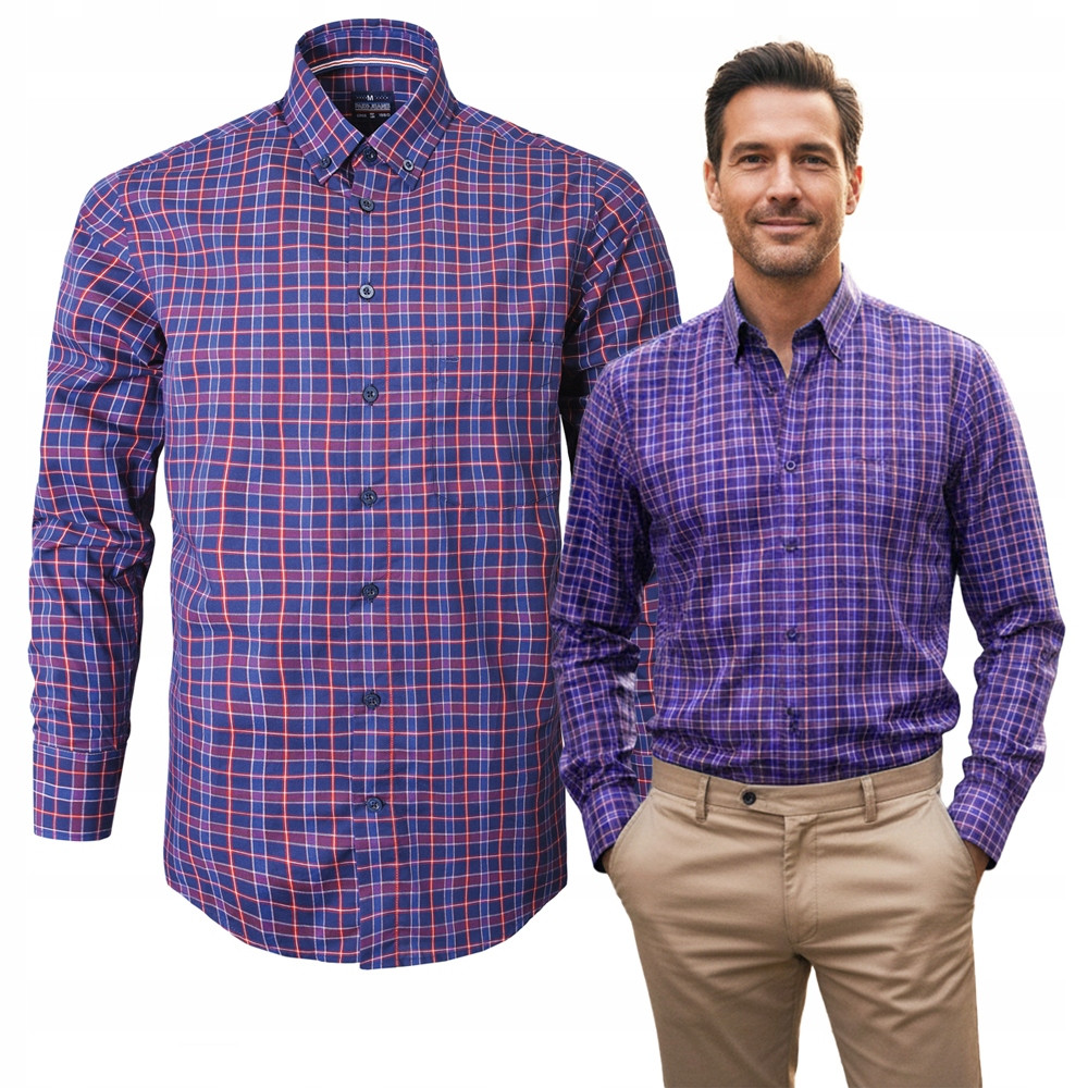 KOSZULA Męska z Długim Rękawem w KRATKĘ Bawełniana ANDREW Regular Fit Pako Jeans - Pakojeans.pl KOSZULA Męska z Długim Rękawem w KRATKĘ Bawełniana ANDREW Regular Fit Pako Jeans - Pakojeans.pl