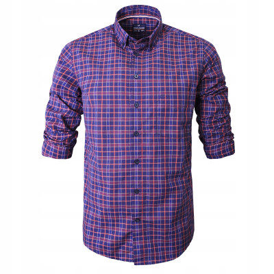 KOSZULA Męska z Długim Rękawem w KRATKĘ Bawełniana ANDREW Regular Fit Pako Jeans - Pakojeans.pl