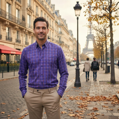 KOSZULA Męska z Długim Rękawem w KRATKĘ Bawełniana ANDREW Regular Fit Pako Jeans - Pakojeans.pl