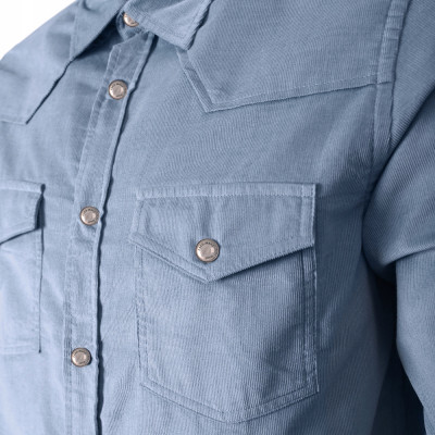 KOSZULA Męska z Długim Rękawem SZTRUKSOWA Niebieska RUDO Regular Fit Pako Jeans - Pakojeans.pl