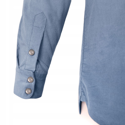KOSZULA Męska z Długim Rękawem SZTRUKSOWA Niebieska RUDO Regular Fit Pako Jeans - Pakojeans.pl