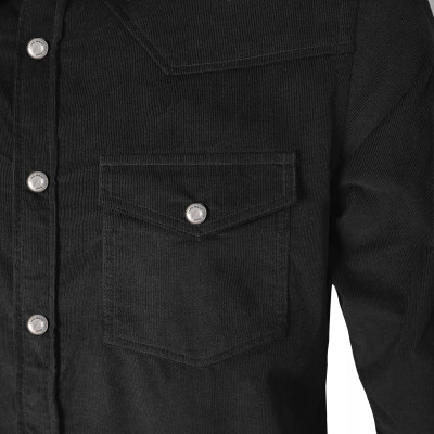 KOSZULA Męska z Długim Rękawem SZTRUKSOWA Czarna RUDO Regular Fit Pako Jeans - Pakojeans.pl