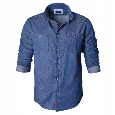 KOSZULA Męska z Długim Rękawem Bawełniana Dżinsowa SCORP Slim Fit Pako Jeans - Pakojeans.pl