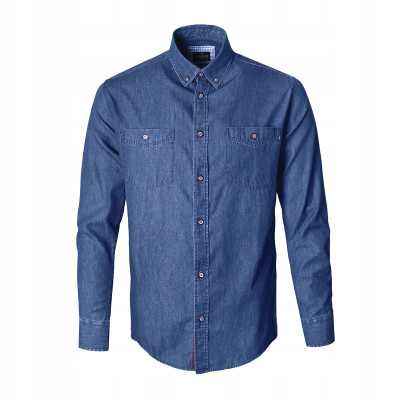 KOSZULA Męska z Długim Rękawem Bawełniana Dżinsowa SCORP Slim Fit Pako Jeans - Pakojeans.pl